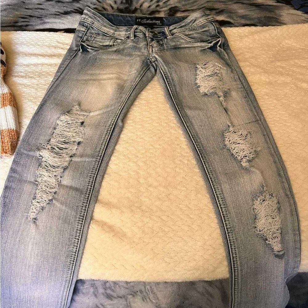 Light Blue Distressed Skinny Jeans
